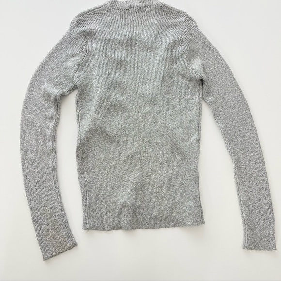 Vintage Metallic Silver Gray Two Piece Knit Set Cardigan and Pants Size S EU38 - Picture 7 of 14